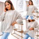 Oversize sweater with striped fringes